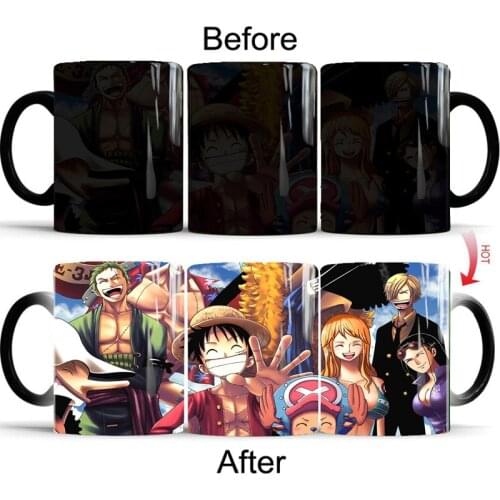 Anime ONE PIECE Heat Temperature Sensitive Magic Morphing Roronoa Zoro Luffy Color Changing Milk Tea Coffee Cups Birthday Gifts