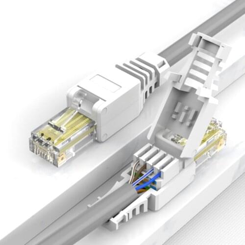 No Crimp Connectors Ethernet Cable Tool-less Crystal Head Plug CAT6 RJ45 Connector