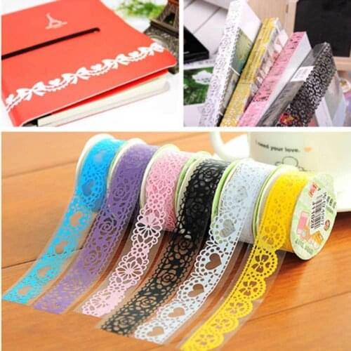 1m Kawaii Shiny Lace Tape Scrapbook Stickers Book Decor Washi Tape Scrapbooking Card Adhesive Paper Sticker DIY Craft Gift