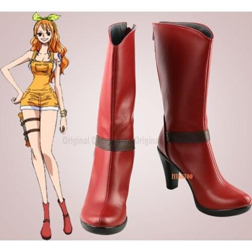 ONE PIECE Nami Red Characters Anime Costume Prop Cosplay Shoes Boots