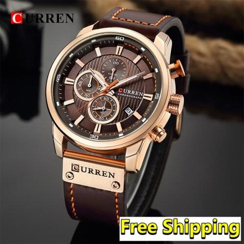 Curren Watches Men 2019 Classic Military Male Wristwatch Mens Leather Belt Sport Waterproof Quartz Chronograph Watch Man 2019