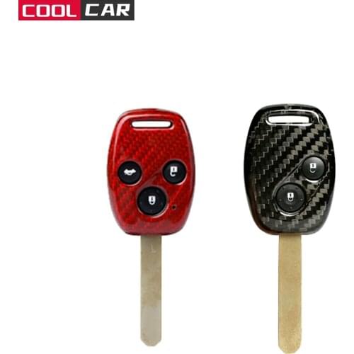 Carbon Fiber Key Case Cover Shell 2&3 Button for Honda Civic Jazz CR-V CRZ Accord Fit Odyssey Pilot Ridgeline Crosstour Keychain