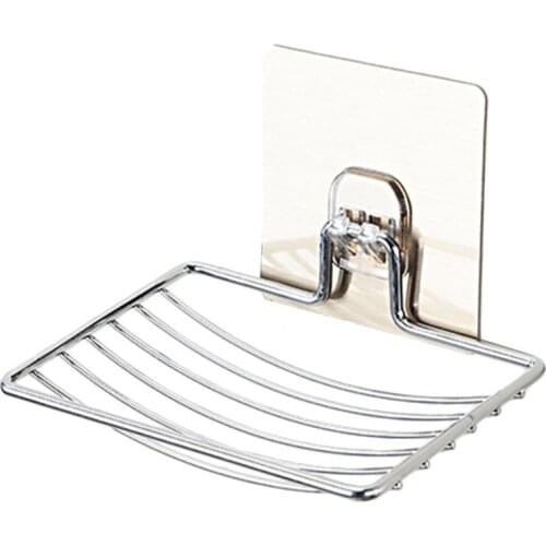 Stainless Steel Soap Dish Holder Self Adhesive Storage Rack Plate Sliver Shower Tray Kitchen Bathroom Accessories Toilet tools