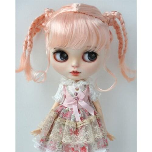 JD617 9-10inch 23-25CM Full bangs with Double 2 Braids pony Synthetic mohair BJD wigs 1/3 Nero Blyth doll accessories