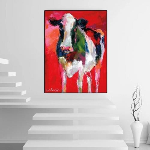 Colorful Abstract Animal Cow Canvas Painting Living Room Home Decoration Wall Art Posters Prints Modern Bedroom Decor Pictures