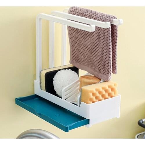 Kitchen Sink Shelf Countertop Cleaning Drain Rack Multifunctional Multi-Layer Rag Sponge Wipe Wall-Mounted Storage Rack