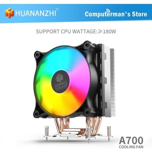 HUANANZHI A700 LGA 2011 775 1150 1151 1155 2/4 Copper Heat Pipe LED CPU Cooler Cooling Fan Radiator Quiet SINGLE/Dual Fan