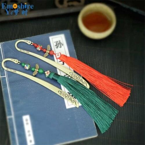 Metal Lettering Bookmarks Cloisonne Tassel Style Two Color Creative Gifts Wholesale Metal Bookmark Brand Stationery M171