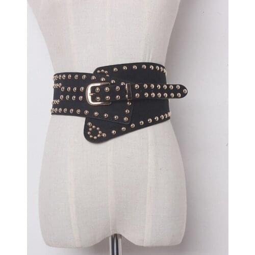 Fashionable suedette fabric waistband with rivets #BLT17025