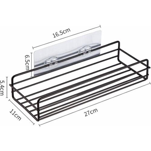 Wall Mounted Bathroom Shelves Floating Shelf Shower Hanging Basket Shampoo Holder WC Accessories Kitchen Seasoning Storage Rack