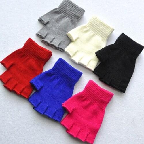 New Childrens Winter Gloves Cold Warm Acrylic Fingerless Gloves
