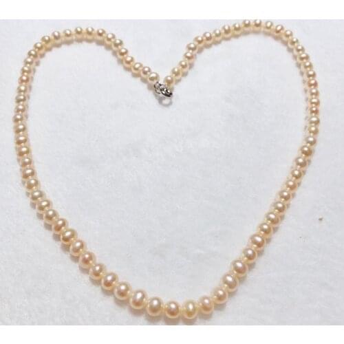NEW 16" AAA5-6MM mm Real natural Freshwater white Nearly circular pearl necklace