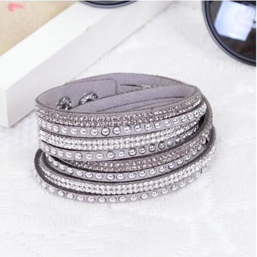 New Fashion Brand Punk Style Multilayer Buckle Leather Bracelets & Bangles Rivet Bracelet For Women Men Unisex multicolor