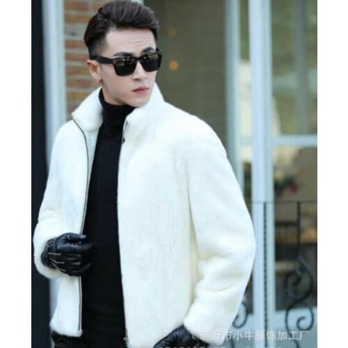 Autumn faux mink leather jacket mens white winter thicken warm fur leather coat men slim jackets jaqueta de couro fashion B87