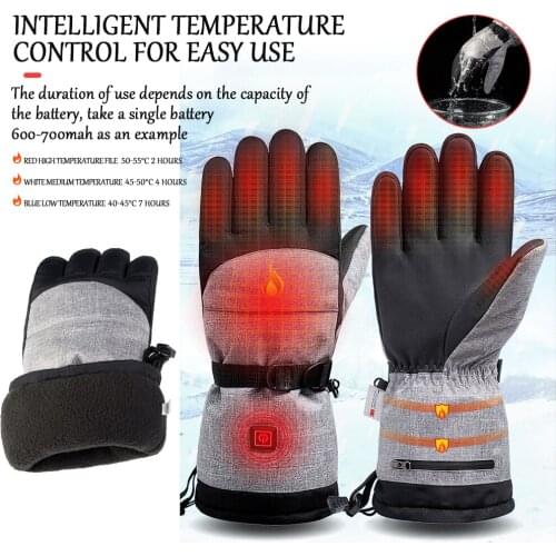 2020 Men Women Thicken Waterproof USB Heated Ski Gloves Outdoor Motorcycle Snowboard Snowmobile Snow Mittens
