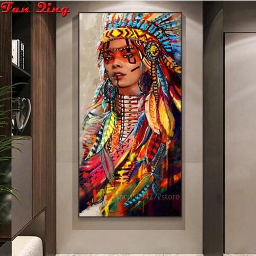 Full Square/Round drill diamond Painting Indians girl 5D DIY diamond embroidery mosaic Cross stitch rhinestones Decor painting