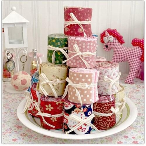 French Streamer Cotton Patchwork Jelly Roll Red Bronzing Fabric Hand Long Cloth For Crafts Doll Skirt Needlework Accessories