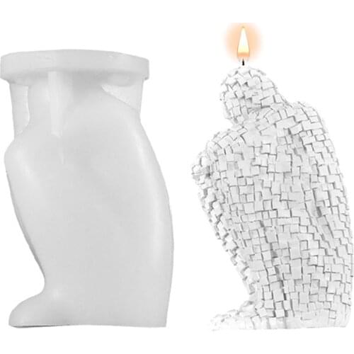 Mosaic Thinker Portrait Candle Silicone Mold Gypsum Furnishing Articles Meditative Body Art Candle Mold Making 97*58*43MM JU0293