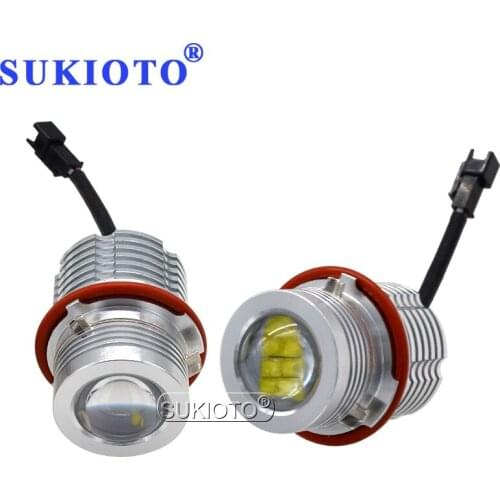 SUKIOTO High Bright 2PCS 80W 160W LED Angel Eyes Marker Kit White NO Error Canbus LED Car Light For BMW E39 E60 E63 E53 E83 E87