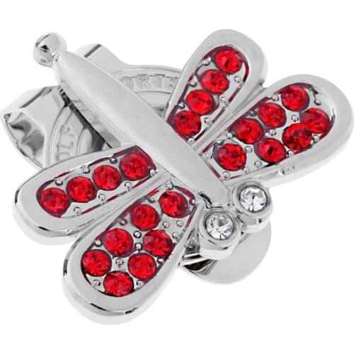 Alloy Golf Crystal Hat Clip with Magnetic Detachable Ball Marker Crystal Dragonfly Shape for Ladies