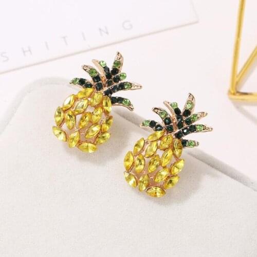 Pineapple Crystal Earrings for Women Hot Sale Boho Rhinestone Statement Drop Dangle Earring Fashion Jewelry Bijoux