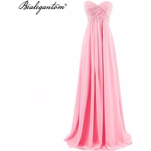 Bealegantom Chiffon Prom Dresses 2021 A Line Sleeveless Long Formal Evening Bridesmaid Party Gown Longo Robes De Soiree PD1280