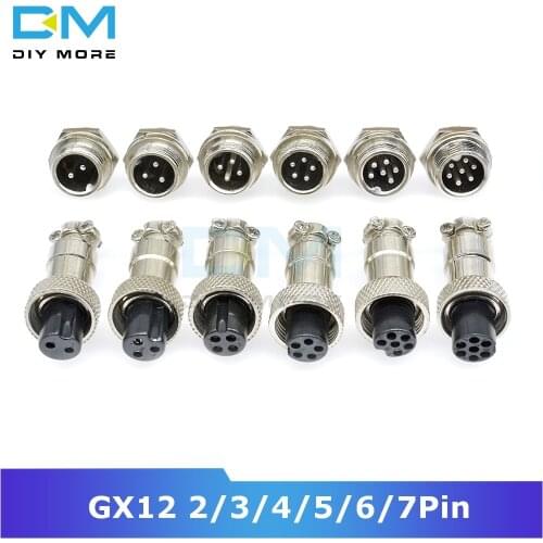 1Pair Male + Female Aviation Connector Socket GX12 2/3/4/5/6/7Pin 15mm Screw Plug Panel Mount Circular Socket