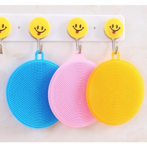 1PC Silicone Dish Washing Brush Pot Pan Sponge Scrubber Kitchen Cleaning Brushes Fruit Vegetable Antibacterial Mildew-Free Brush