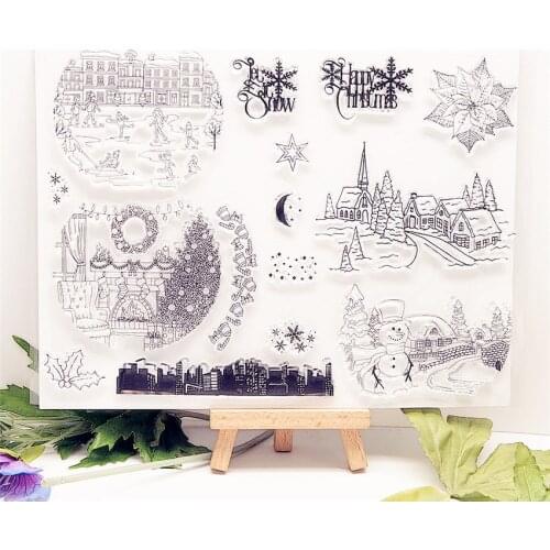 16.5x22.5cm Night Snow Transparent Seal Clear Stamps Silicone Seal TPR Roller Stamps DIY Scrapbook Album / Card Cutting Dies