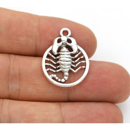 20PCS Antique Silver Plated Scorpio Charm Pendant for Jewelry Making Bracelet Accessories DIY 20mm