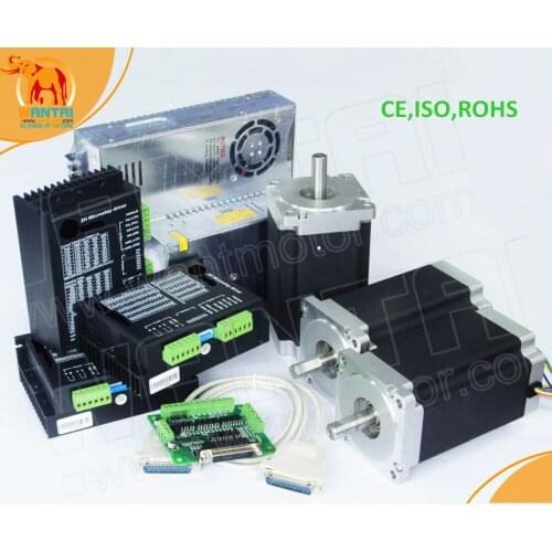 3Axis cnc router Nema34 12N.m/1700oz-in 6A Stepper Motor 85BYGH450C-060 & Driver DQ860MA 80V7.8A 256Micro+Power supply