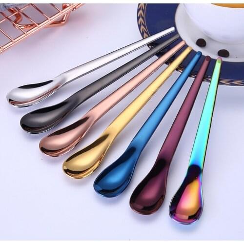 304 stainless steel coffee spoon mixing tea spoon titanium-plated ice cream dessert spoon small scoop