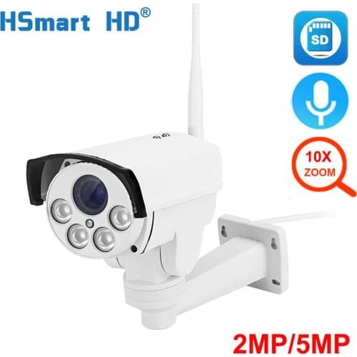 5MP PTZ Outdoor Wifi Street IP Bullet Camera 10X Optical Zoom Wireless Mic Audio CCTV Camera P2P IR Night Onvif 128G Card