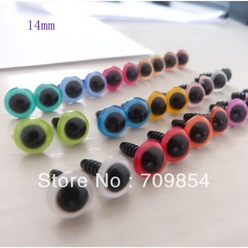 Free shipping!!! 100pcs/lot 14mm Non-toxic safety eyes bear eyes with washer top quality 12 color , mixed color toy eyes