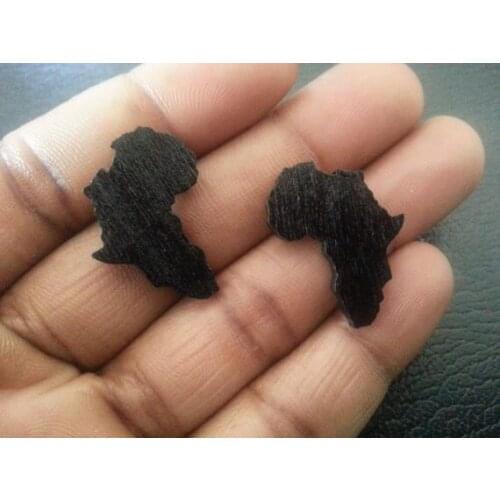 Free Shipping! 1 inch size wood africa map earring stud brown/black and red color available