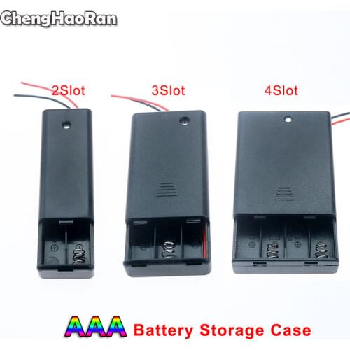 ChengHaoRan 1Pcs 2x 3x 4x AAA Battery Holder Case Box With Leads With ON/OFF Switch Cover 2 3 4 Slot Standard Battery Container