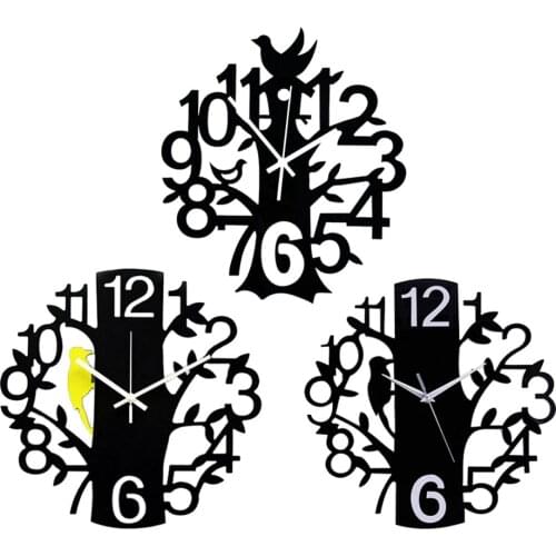 DIY 3D TREE WALL CLOCK LARGE MUTE WALL STICKERS FOR LIVING ROOM BEDROOM HOME DECORATION 12INCH