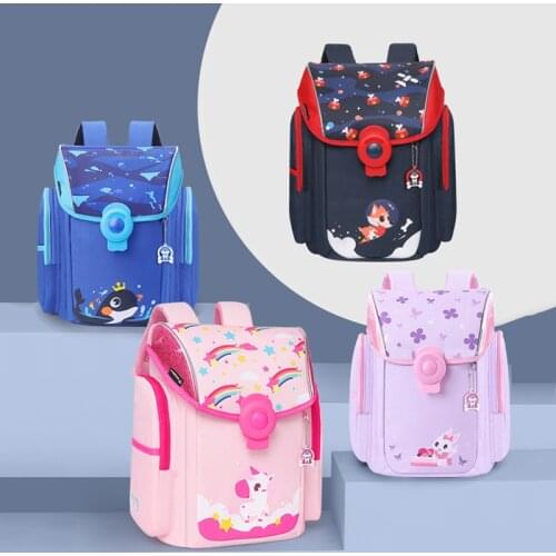 Lock Design Children School Bag Large Capacity School Backpack for Boy Girl Orthopedic Waterproof Primary Book Bag for 6-12 Year