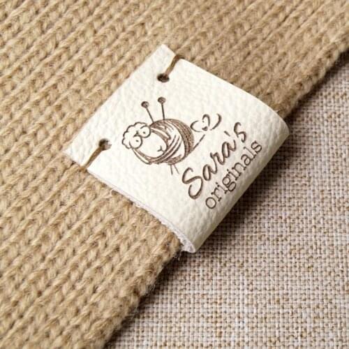 40pcs Handmade leather tags, Custom clothing label for knitting crochet, Sewing brand logo Garment labels, hats DIY Accessories