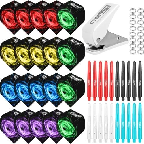 CyeeLife Dart Puncher+100 Spring O Rings+20 PVC Shafts(4 Colors)+20 PET Flights,Punch accessories tool