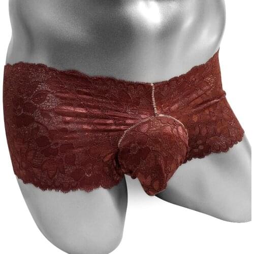 Men See Though Lace Sissy Panties Pouch Gay Erotic Lingerie Underwear Lace Bikini Fetish Mens Homme Chastity Sissy Underpants