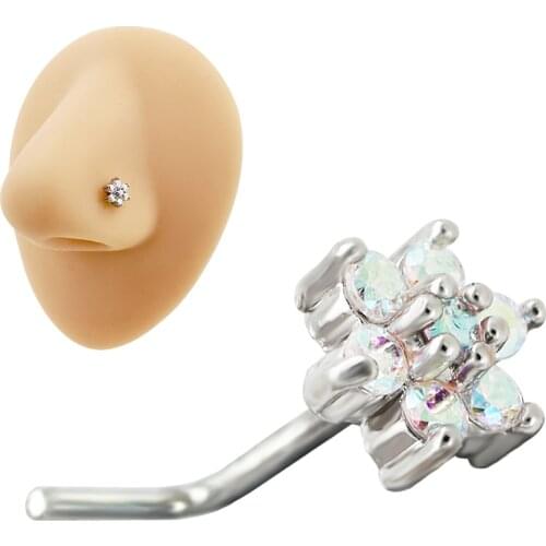 JHJT 20G Nose Rings Screws Piercing 316L Surgical Stainless Steel Flower Nose Stud Body Jewelry 2020 Fashion