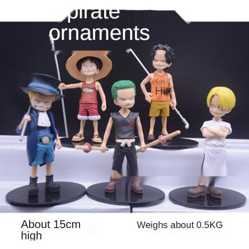 Classic One Piece 5 Styles Childhood Luffy Ace Sabo Sanji Zoro Action Figure Doll Model Ornaments Childrens Gifts Collectibles