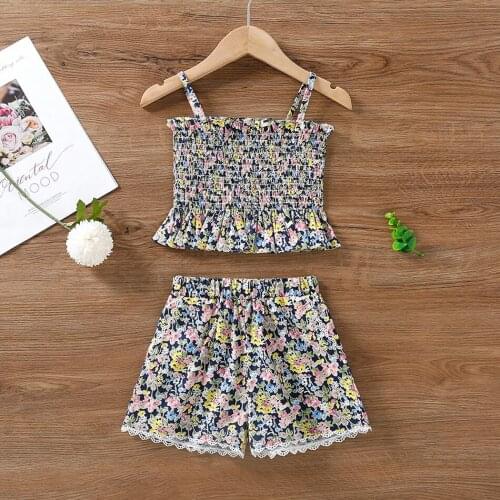 Baby Girls Summer Children Clothing Set Sleeveless Girls Top+Pant Outfits Casual Toddler Kids Flower Outfit Clothes