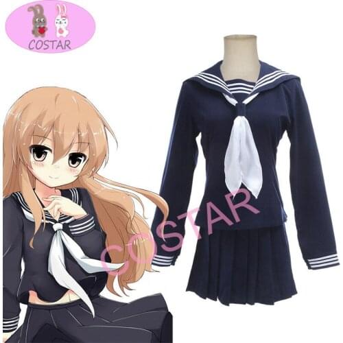 COSTAR Anime TIGERXDRAGON Kawashima Ami Aisaka Taiga Cosplay Costume Navy JK School Uniform Sailor Suit Pleated Skirt