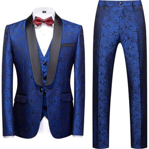Jackets+Vest+Pants) Suit Tuxedo Male spring and autumn high-end custom business blazers three-piece Men groom dress S-6XL