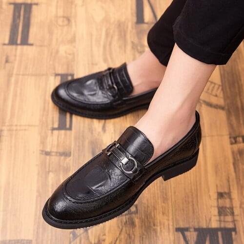 2019 flat shoes leather luxury brand handmade retro office formal wedding party mens Italian classic winter footwear designer
