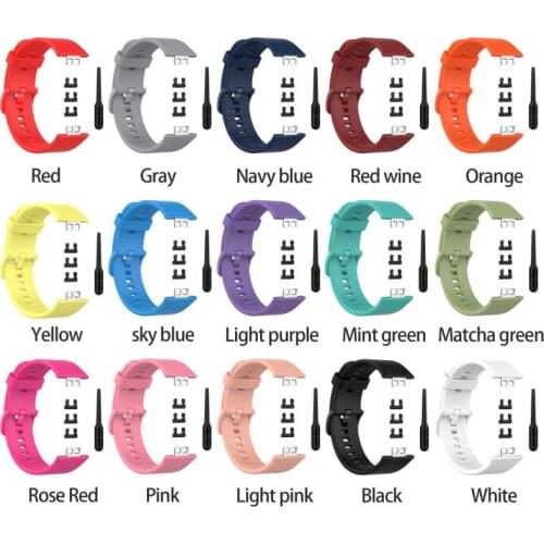 Soft Silicone Bracelet Band Strap For Huawei Watch Fit TIA-B09/TIA-B19 Smart Watch Solid Color Strap With Stainless Steel Buckle