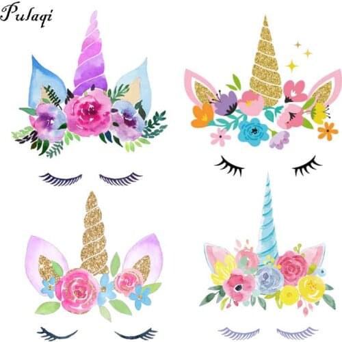 DIY Cartoon Unicorn Stickers Iron On Transfers For Clothing Heat Transfer Iron Print For Clothing Sticker Stripe On Clothes F