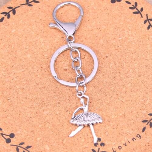 New Fashion Silver Color Alloy Metal Pendant ballet girl dancer Key Chain Key Ring Gift For Car Keychain Accessory